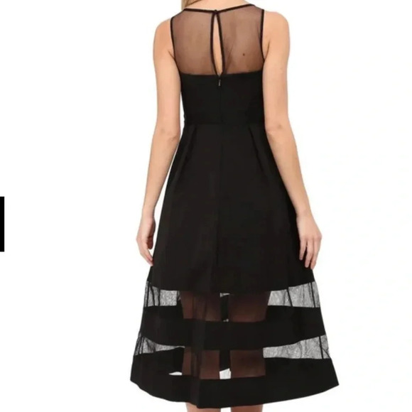 Authentic Aidan Mattox Fit and Flare Black Mesh-Panel Party Dress size 4 - Picture 3 of 17